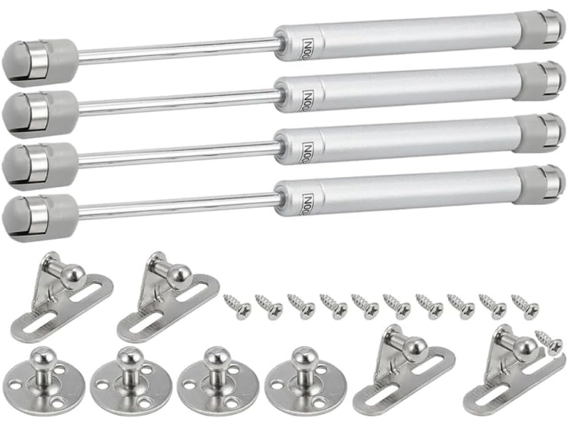 Conjunto De 4 Dobradiças Hidráulicas Prateadas Para Armários, De Fácil Instalação, Feitas De Ferro E Plástico