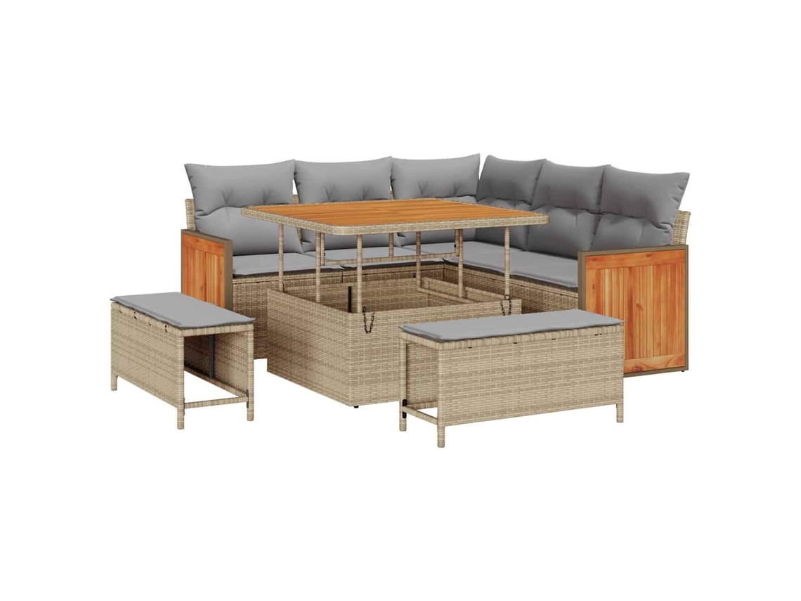 Maison Exclusive - Conjunto De Sofá De Jardim 8 Pcs Bege E Cinza Claro