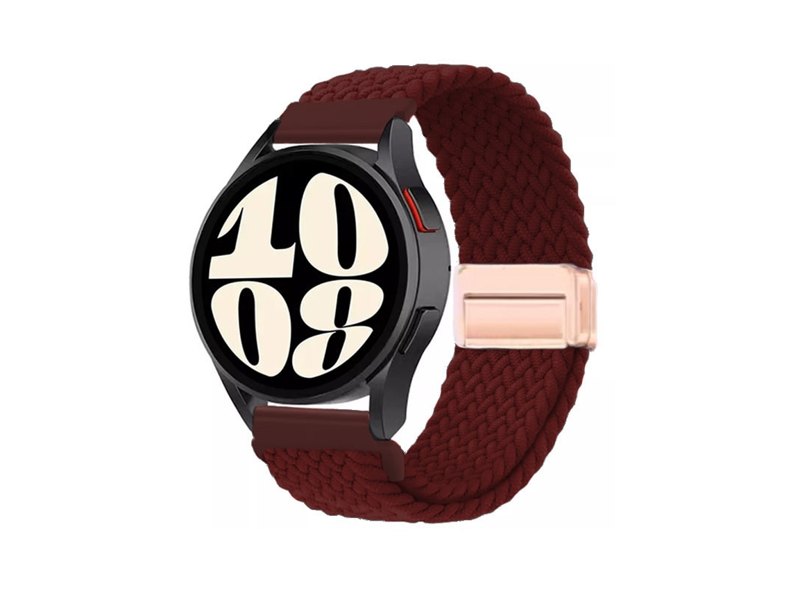 Pulseira magnética de nylon para Huawei Watch 5, Samsung Galaxy 7, Xiaomi S4 e Garmin, cor vinho tinto.