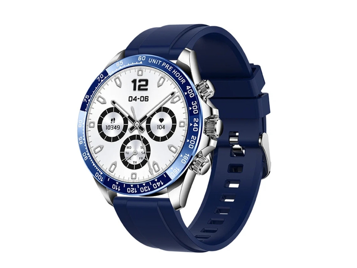 Smartwatch com Bluetooth, botão giratório para chamada, monitoramento de frequência cardíaca e pressão arterial Blue Bestvite