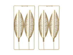 2pcs Escultura de Parede Dourada em Metal com Moldura para Sala Quarto Escritório
