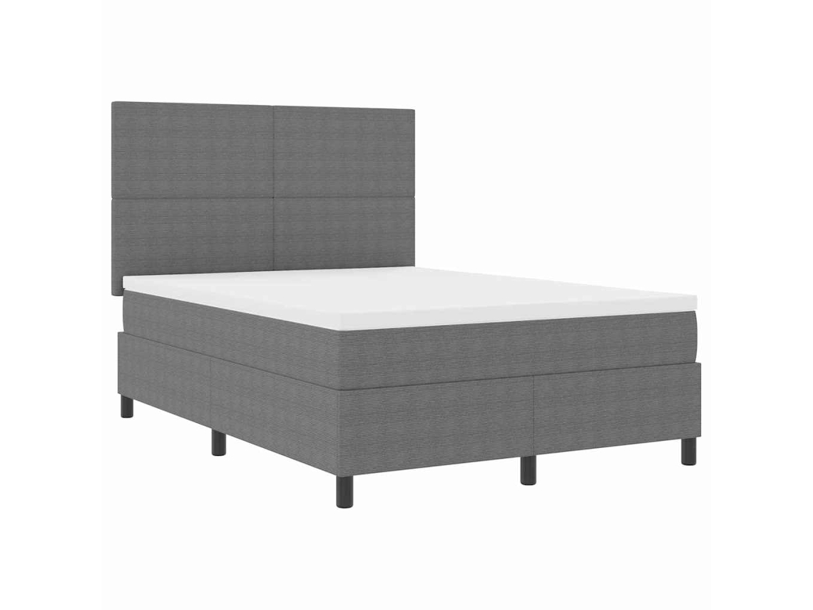 Cama Box com Cabeceira Cinza Claro e Branco 140 X 190 Cm MAISON EXCLUSIVE
