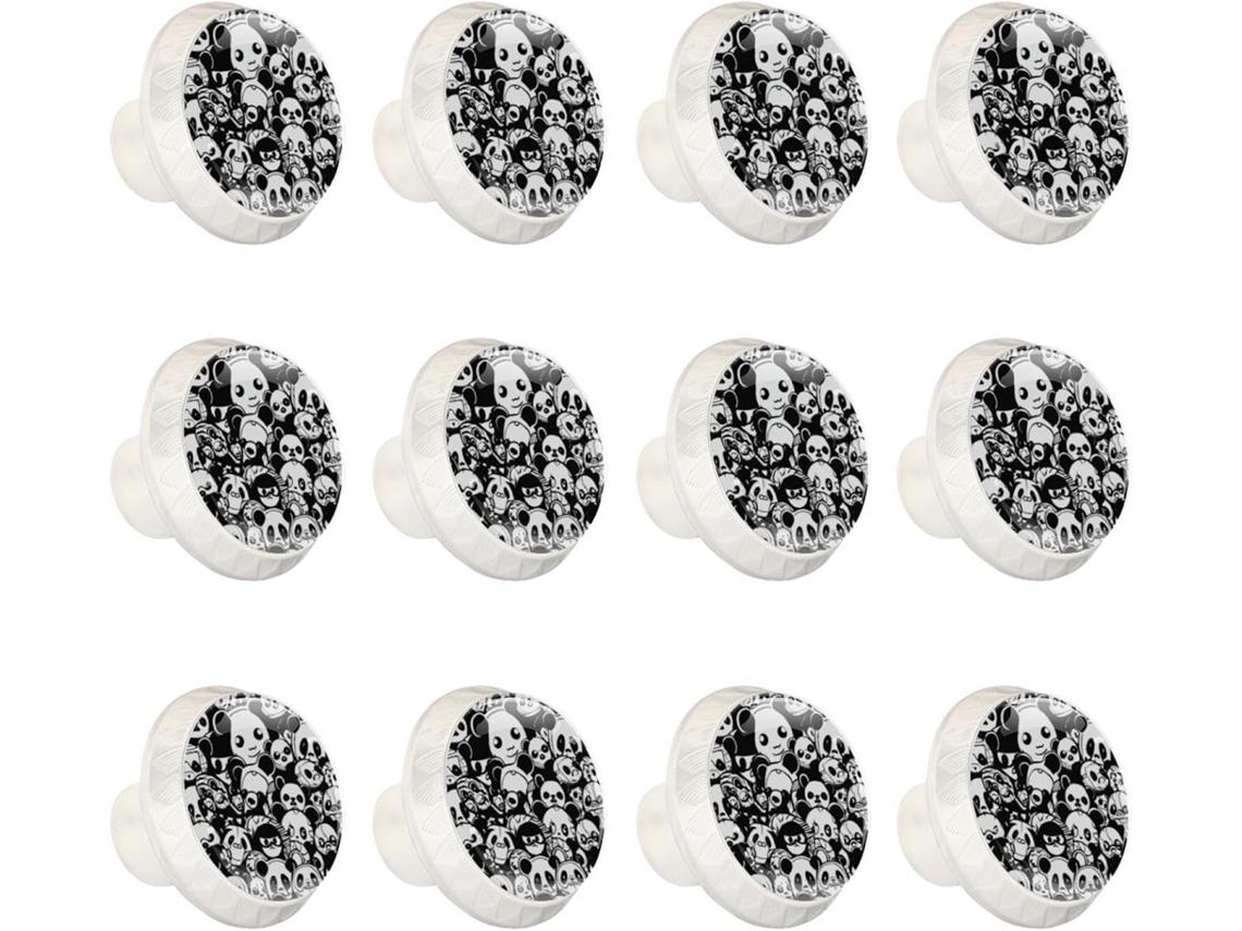 Puxadores Redondos Para Armários De Cozinha, Puxadores Para Gavetas De Cômoda, 12 Peças, Estampa Animal Panda, Puxadores