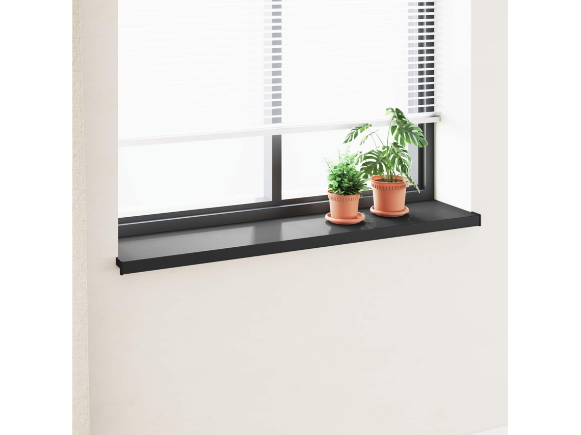 Vidaxl Soleira De Janela Preto Com Veios De Madeira 120 X 35 X 4,5 Cm