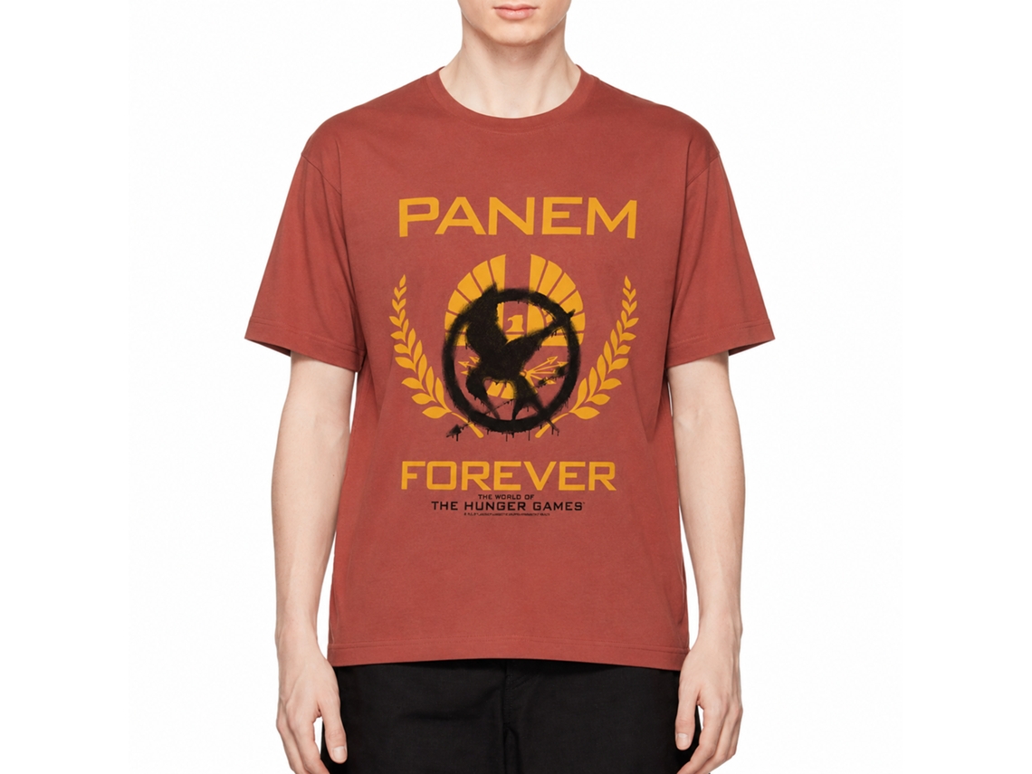 Rockinstone Hunger Games Movie Mockingjay Graffiti Solid Terracotta Adult T-shirt Size:m
