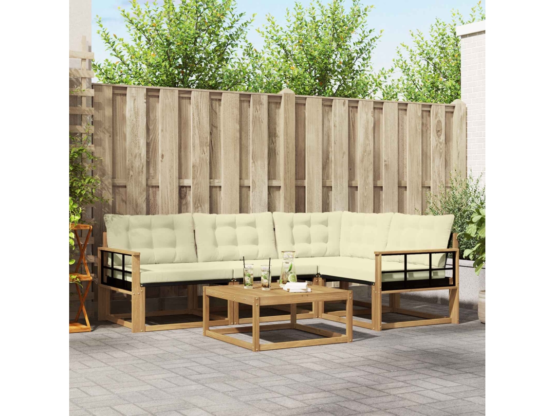 Vidaxl Conjunto De Sofás Para Exterior 5 Unid. Branco E Creme