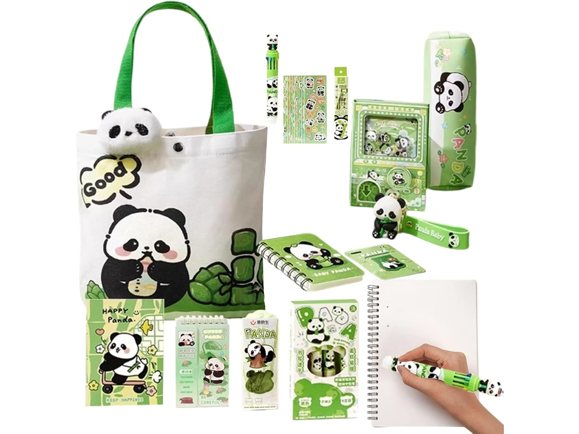 Conjunto De Material Escolar – Bolsa Tecido Com Estampa Kawaii, Inclui Estojo, Broche, Marcador