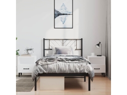 Vidaxl Estrutura De Cama Com Cabeceira 100x190 Cm Metal Preto