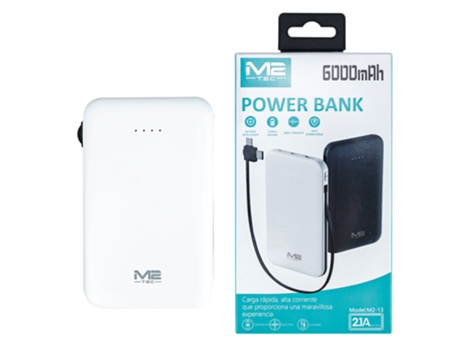 Powerbank M2TEC M2-13 para Dispositivos Eletrónicos (6000mAh - Branco)