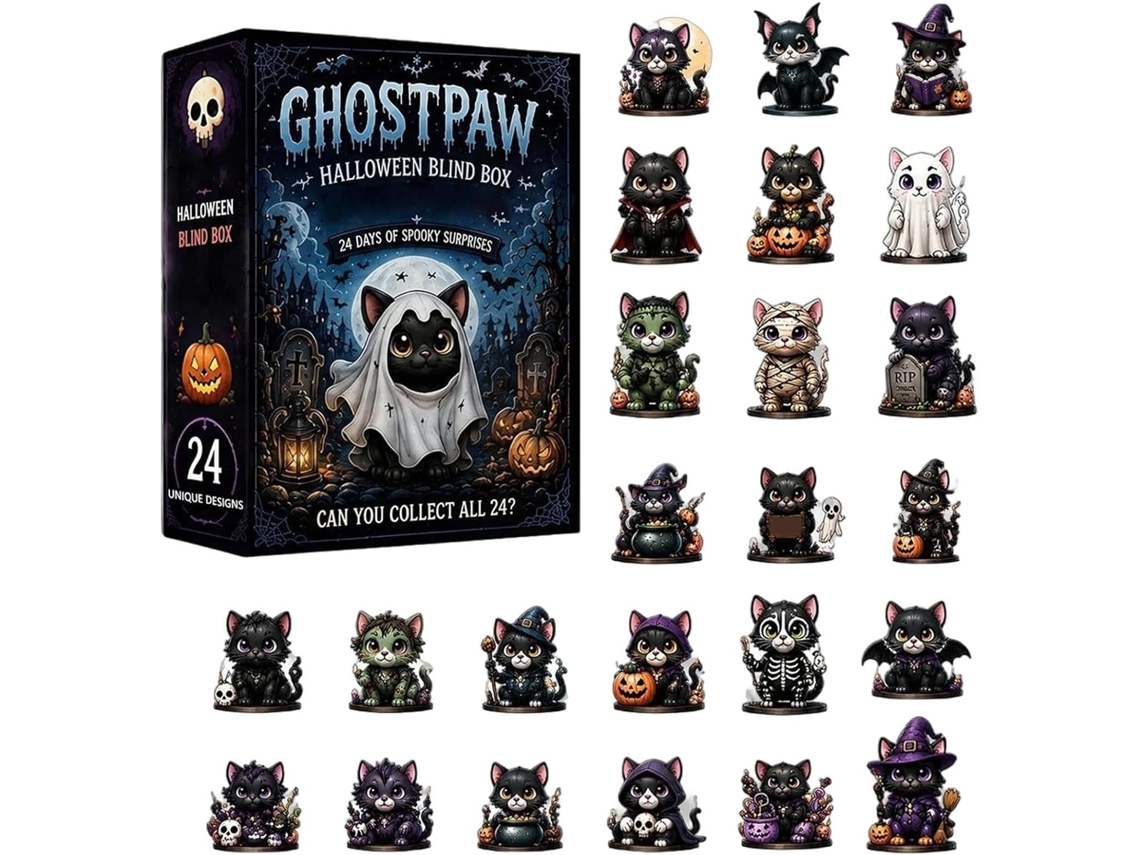 Calendário De Contagem Regressiva De 24 Dias Para O Halloween Com Um Gatinho Fofo Em Acrílico 2d |