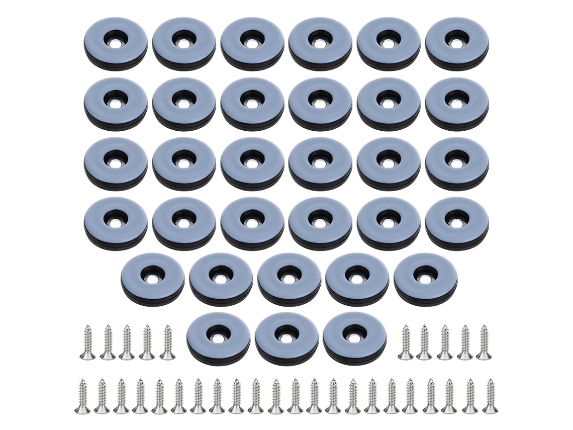 32 Peças Pés De Móveis Teflon Ø 22 Mm Deslizantes Para Móveis Com 32 Parafusos Aço Inoxidável Ptfe Btforus (redondo)