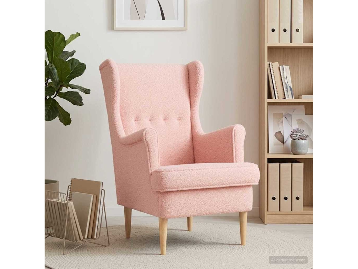 Vidaxl Poltrona Rosa Bouclé