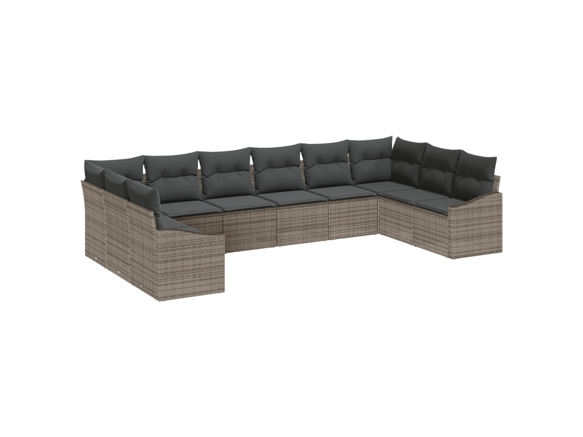 Conjunto 10 Conjunto De Sofá De Jardim Vidaxl Cinzento Vime Pe (344 X 178,5 X 69 Cm)