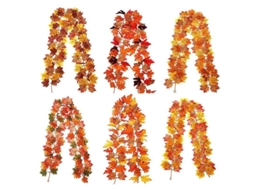 Guirnalda De Hojas De Otoño 6 Paquetes 1.75m Hojas De Arce Artificial Para Halloween Fiesta Cosecha Hogar Chimenea Decoración