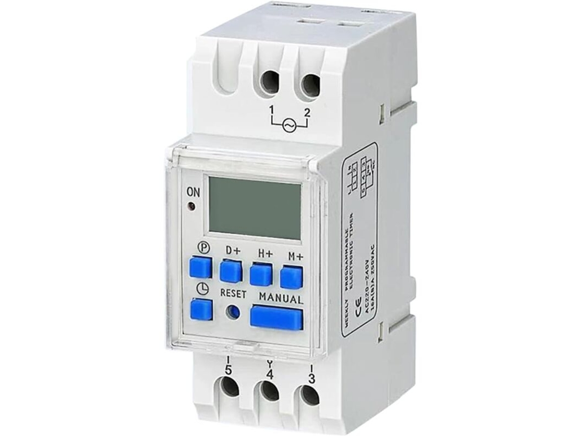Interruptor Temporizador Digital Elétrico Programável Semanalmente, Relé de Tempo, Potência, Lcd Digital Thc15a 220v 16a BRILVIBERA