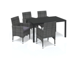 Maison Exclusive - 5 Pcs Conjunto Jantar P/ Jardim C/ Almofadões Vime Pe Cinzento