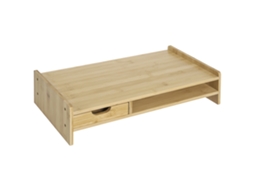 Suporte para Monitor,notebook,tv e Desktop com Gaveta organizador de Bambu BTFORUS