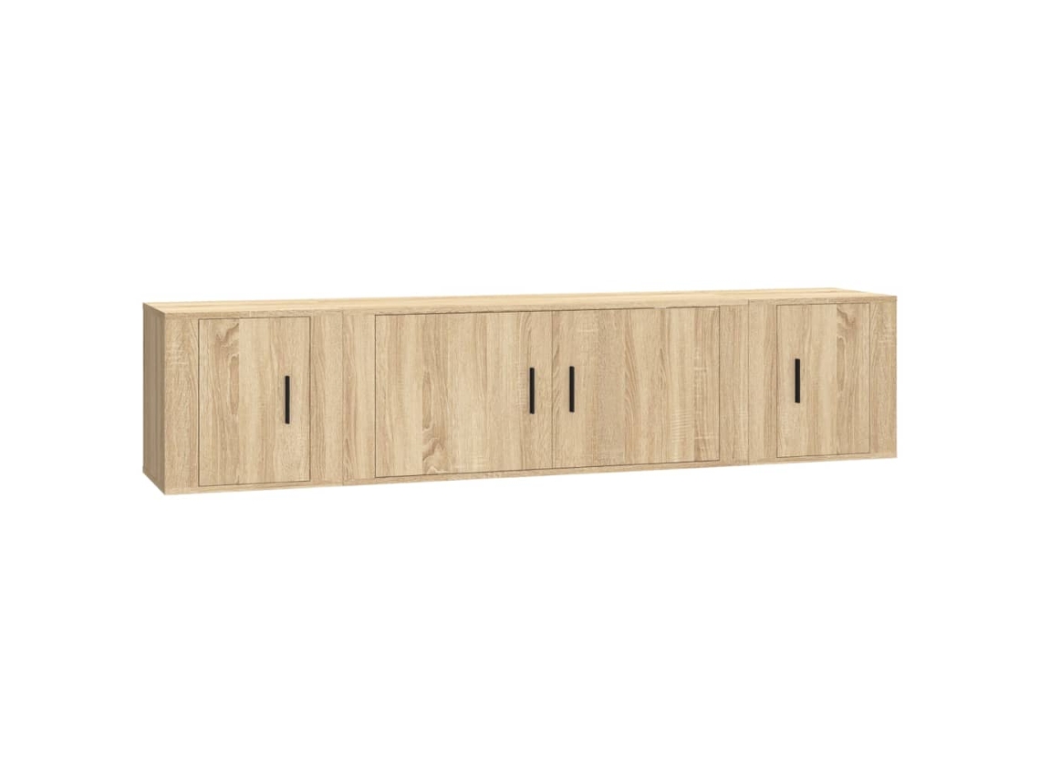 Conjunto de Tv Moveis 3 Pcs Madeira Processada Carvalho Sonoma MAISON EXCLUSIVE (175x129x90 cm)