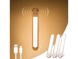 Luminária Led Interna com Sensor de Movimento, Recarregável e Sem Fio, 70 Leds, 3 Cores, Dourada BRILVIBERA (dourado)