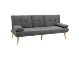 Sofá Cama Sofá Sofá 3 Lugares Com Mesa Dobrável E Suporte Para Copos, Design Skandi Em Cinza Escuro Carregável Até 250kg Cs