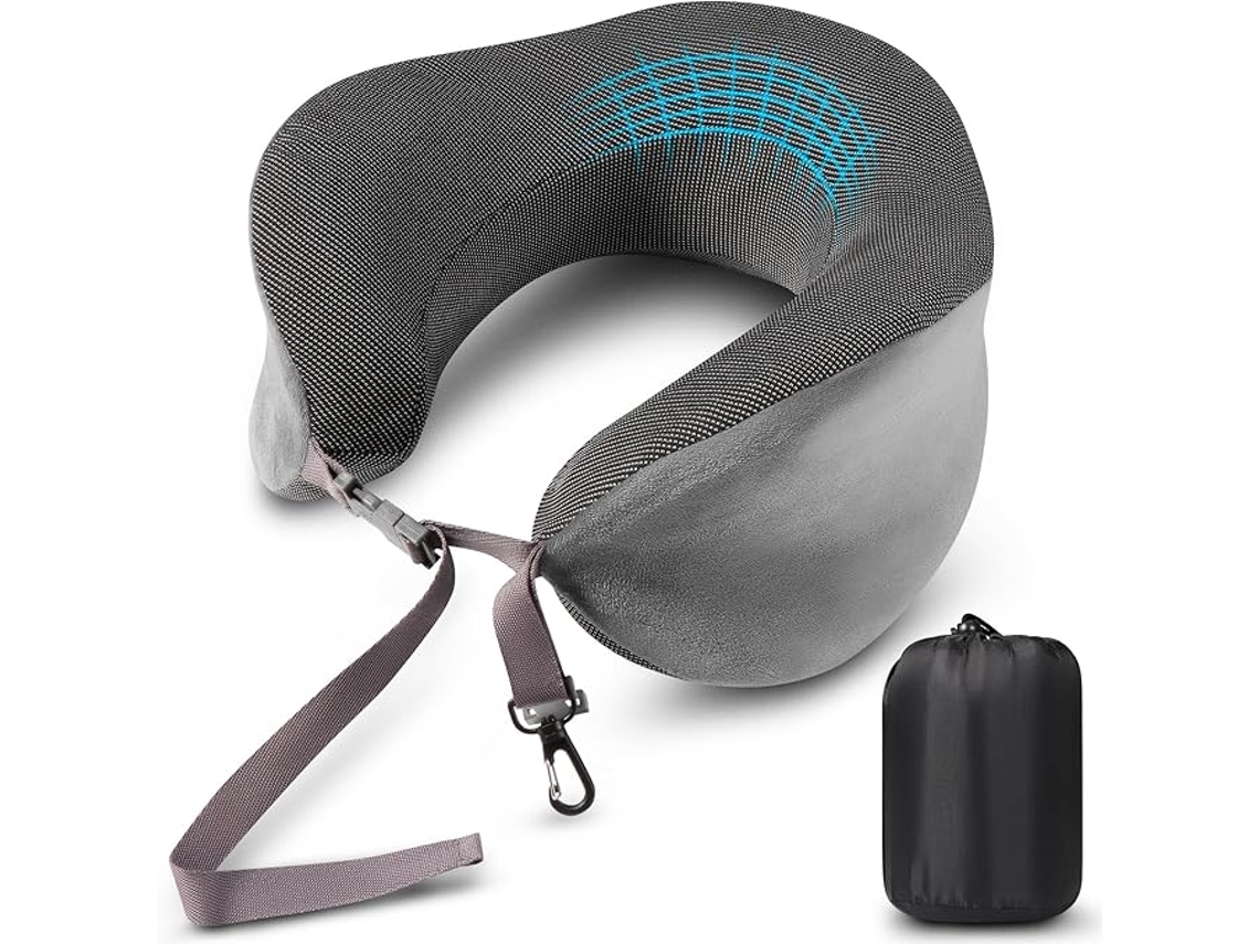 Travesseiro De Viagem, Pescoço Em Espuma Viscoelástica, Para Voo Com Bolsa Transporte Incluída, Adequado O Pescoço. Aquaforge