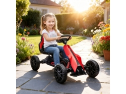 Go Kart A Pedais Para Crianças De 3-8 Anos Com Assento Regulável E Rodas Em Eva, 100x58x58.5 Cm, Vermelho Preto