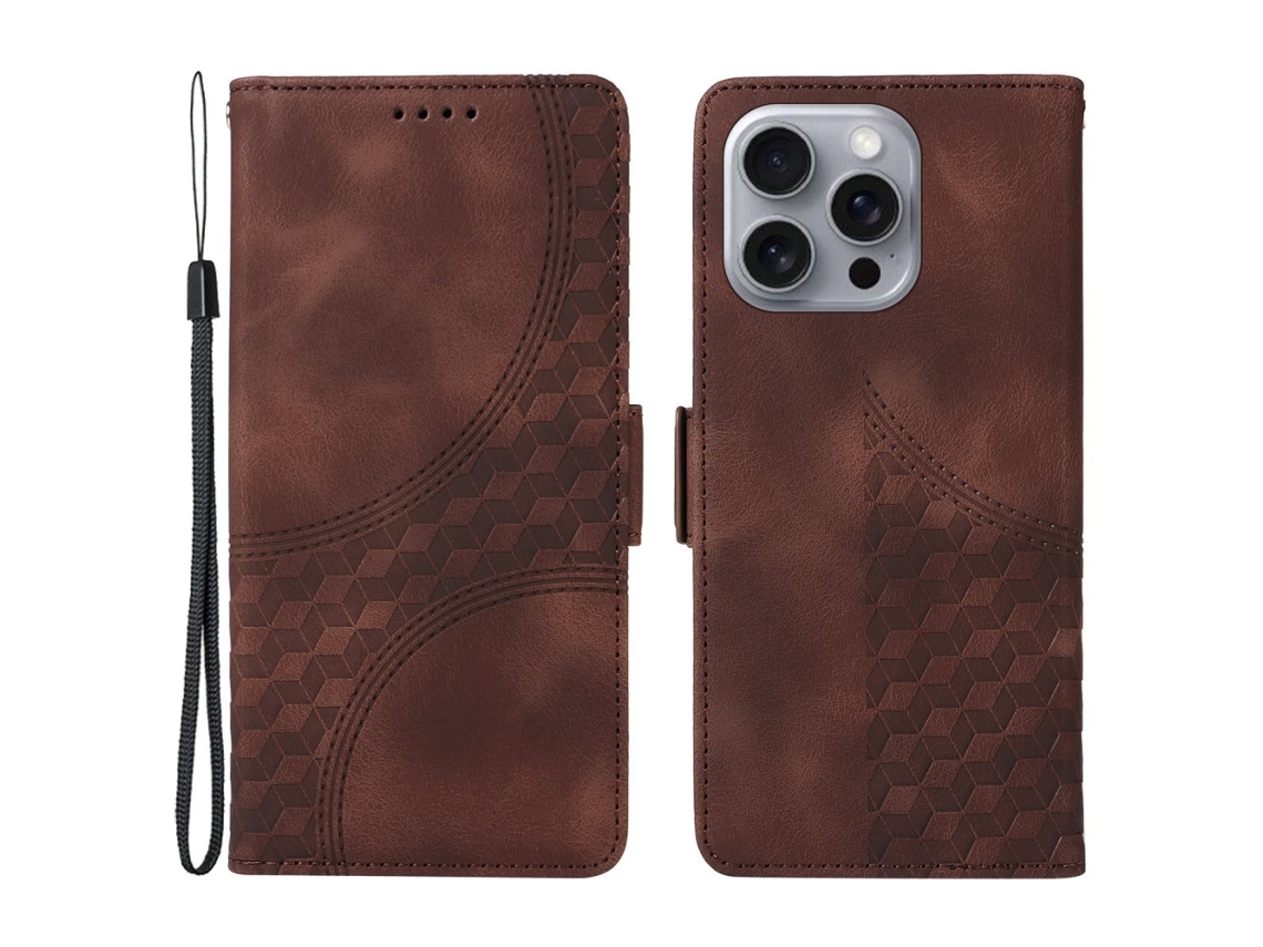 Capa Em Couro Pu, Para Iphone 16pro Max - Castanho