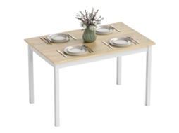 Mesa De Cozinha Estilo Campestre 120x75 Cm Para 4 Pessoas, Mesa Em Madeira Para Sala E Sala De Jantar, Natural
