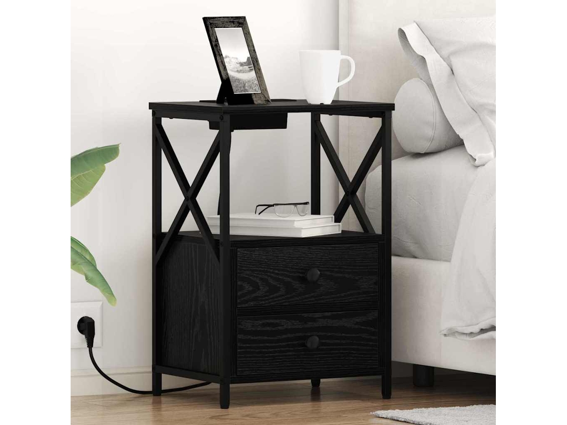 Vidaxl Armário de Cabeceira 2 Pcs Carvalho Preto 40 X 31 X 60 Cm