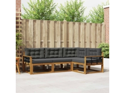 Vidaxl Conjunto De Sofás Para Exterior 4 Pcs Natural E Antracite