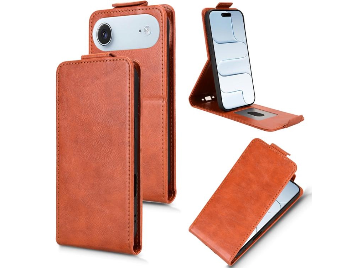 Capa De Couro Para Iphone 17 Air Shell Com Fecho Magnético Vertical E Fivela.