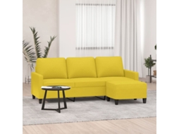 Vidaxl Sofá De 3 Lugares Com Apoio De Pés 180 Cm Tecido Amarelo-claro