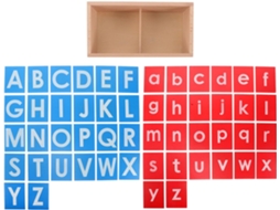 Conjunto De Alfabeto Madeira Abaodam Com Letras Rígidas Vermelhas E Azuis Para Aprendizado Traçado,