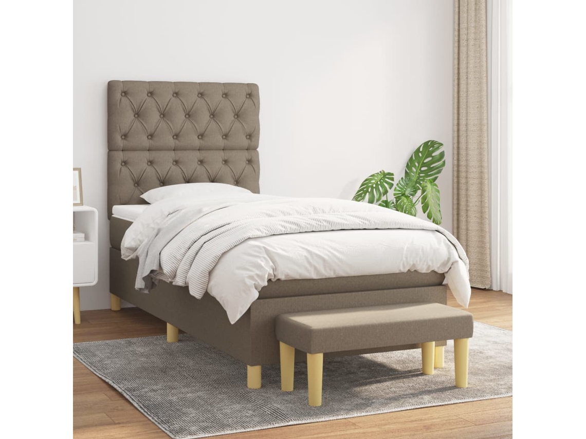 Vidaxl Cama Com Molas/colchão 80x200 Cm Tecido Castanho-acinzentado
