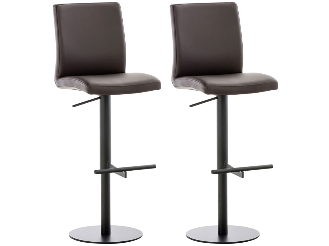 Conjunto de 2 bancos de bar Cadiz em imitação de pele preto/marrom CLP