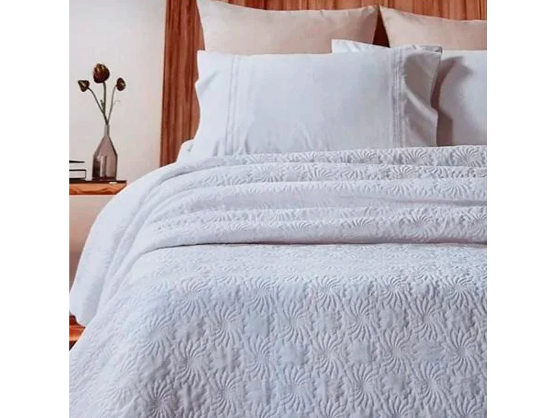 Colcha de Cama Floral (180X260 cm) - Branco