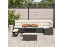 Vidaxl Conjunto De Sofá De Jardim 9 Unid. 7-número De Lugares Preto