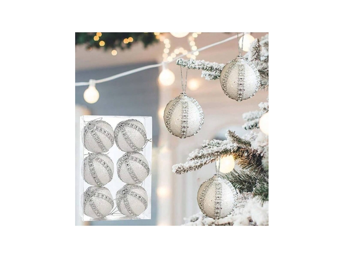 Bola Decorativa Criativa De Árvore De Natal, Bola De Espuma Com Strass Circundantes/6 Unidades Igvtrade