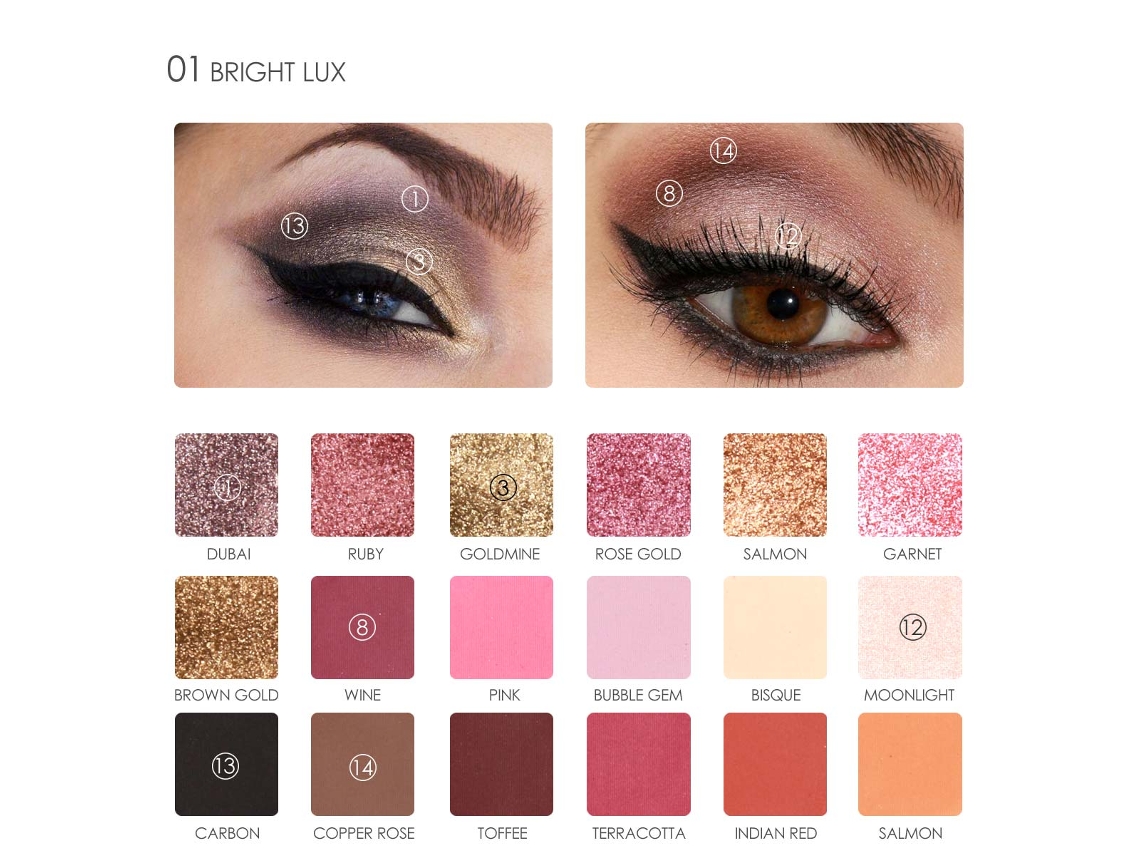 Paleta de sombras de ojos (Pearl Highlight, 18 colores)