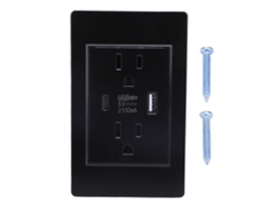 Tomada De Parede Padrão Eua Laxiscreed Com Usb E Type-c, Proteção Resistente A Fogo E Altas Temperaturas
