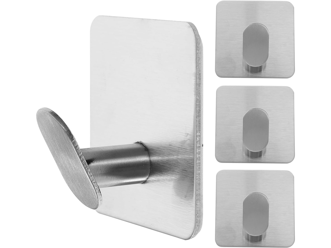 Conjunto De 4 Ganchos Adesivos Parede Em Aço Inoxidável Para Toalhas Banheiro