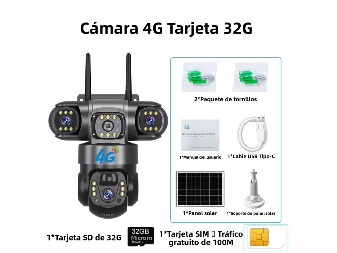 (32g) Câmera Externa Hd De 15mp Com Energia Solar, Zoom De 10x E Função De Visão Noturna.