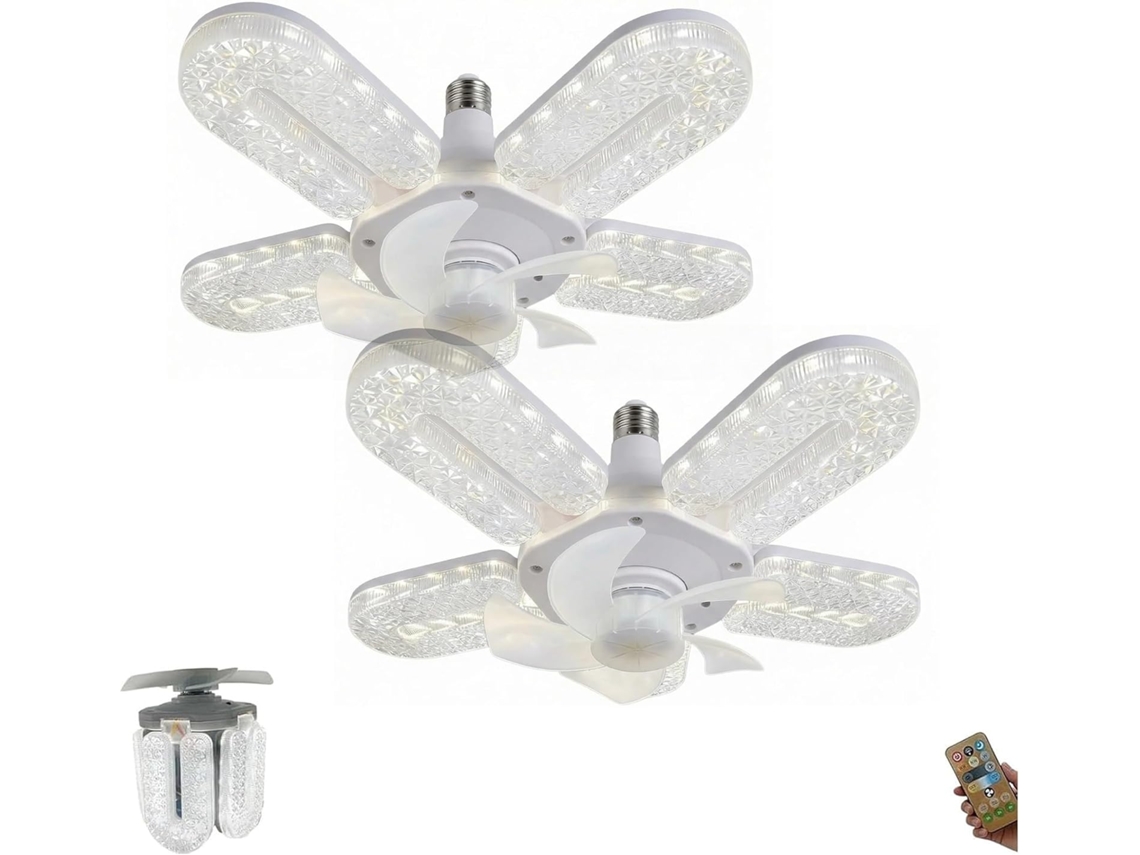 Ventilador De Teto Com 5 Pás E Efeito Cristal, 3 Cores, 30 Cm