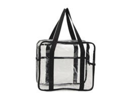 Bolsa Transparente Grande Pvc com Alça Ajustável Preta