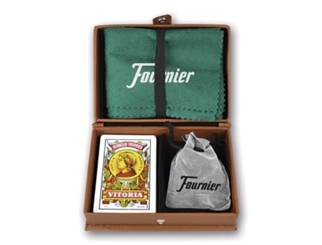 Cartas De Jogo Conjunto Duplo Em Couro Artesanal Tapete Heraclio Fournier