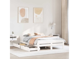 Vidaxl Cama Sem Colchão 150x200 Cm Madeira De Pinho Maciça Branco