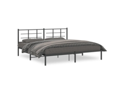 Estrutura de Cama com Cabeceira Metal Preto MAISON EXCLUSIVE 193x203 cm