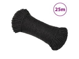 Vidaxl Corda De Trabalho 6 Mm 25 M Poliéster Preto