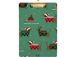 Prancheta de Acrílico com Estampa Xadrez Vermelha e Verde 31,8 X 22,9 0,3 Cm Durável Resistente