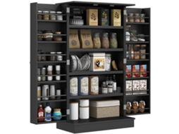 Armário De Cozinha Mdf E Melamina De Madeira Cor Preto 60x30x104 Cm Homcom
